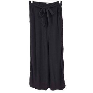 Wilfred Aritzia Wide Leg Cropped Pants Black Women’s Size M Tie Waist Minimalist
